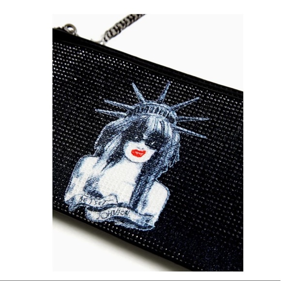 TORRID NWT BETSEY JOHNSON BLACK FAUX LEATHER SPARKLE CONVERTIBLE BAG - Picture 5 of 6